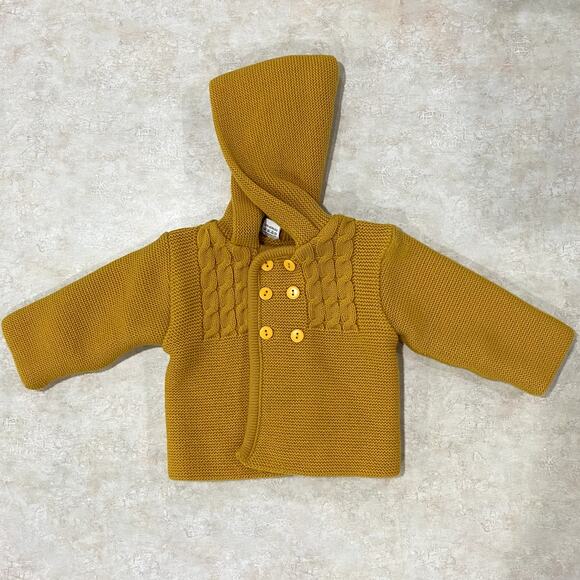 2 Knit Baby Hooded Jackets in colors yellow and red Size 12M - Picture 7 of 12